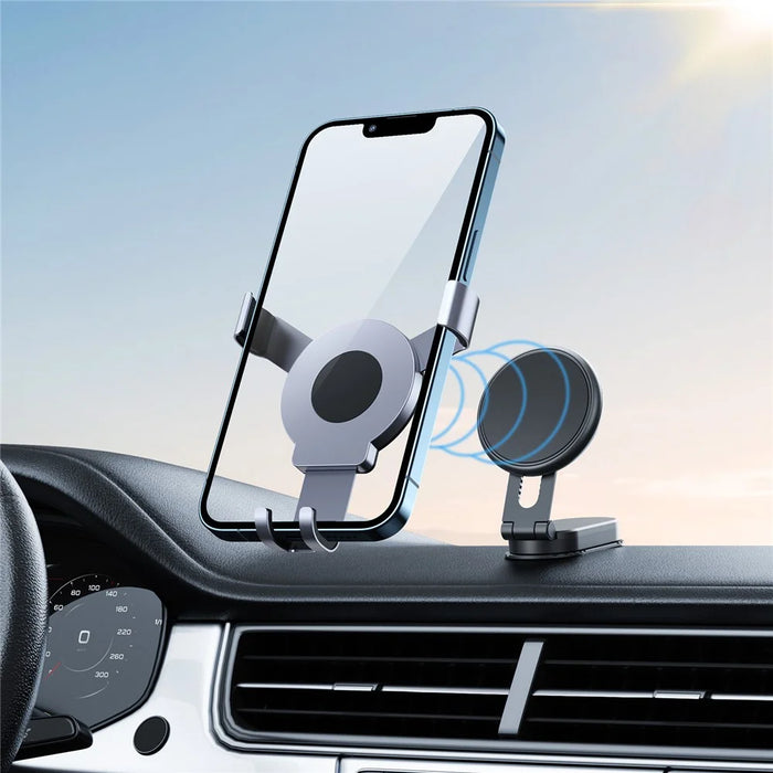 PJ-03 Car Phone Holder Gravity Mount Aluminum Alloy Stand Magnetic Clip Desktop Phone Bracket - 2