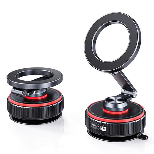X66 Magnetic Car Phone Mount 720-Degree Triple-Axis Rotation Folding Vacuum Suction Cup Phone Holder for Dashboard / Windshield - Black - 1
