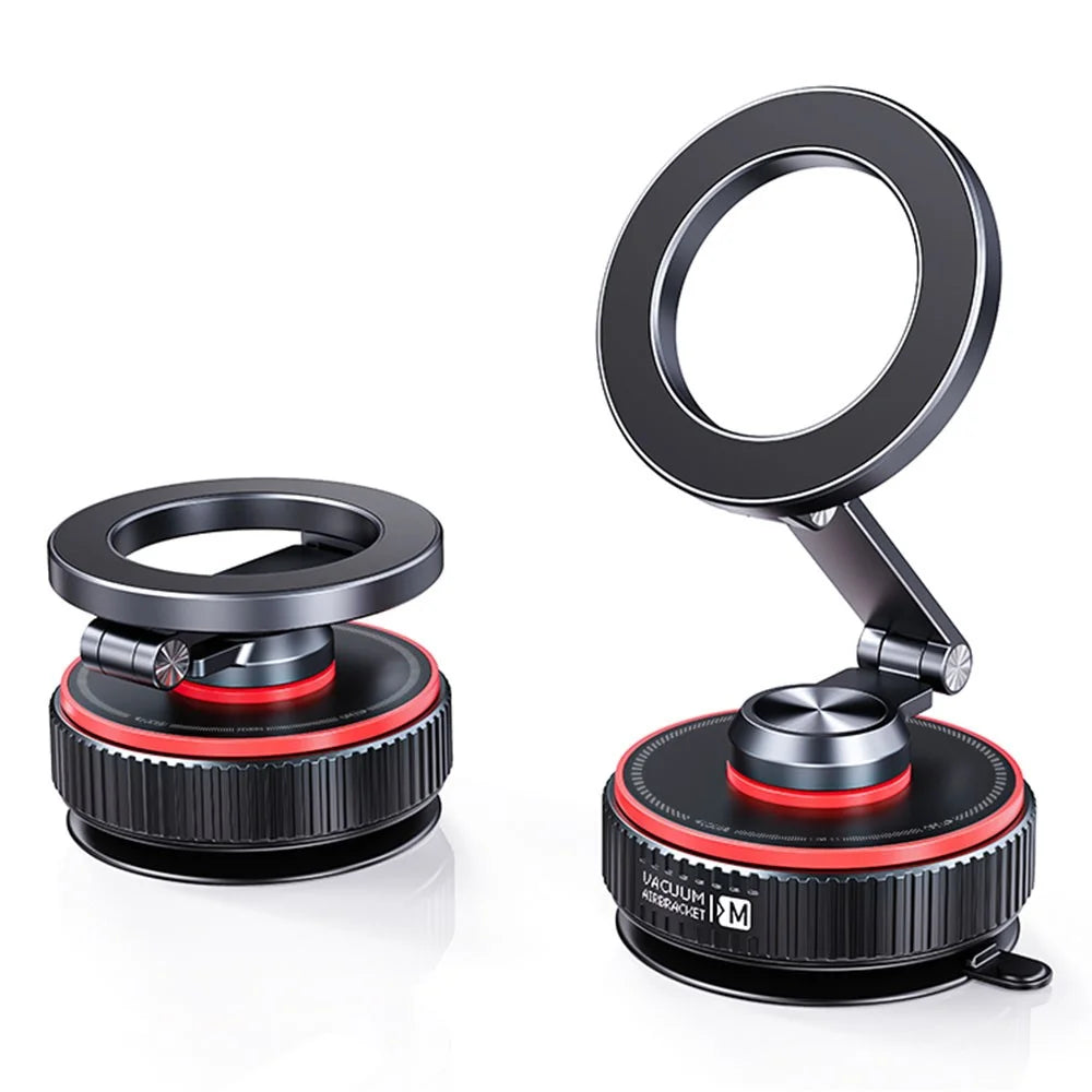 X66 Magnetic Car Phone Mount 720-Degree Triple-Axis Rotation Folding Vacuum Suction Cup Phone Holder for Dashboard / Windshield - Black - 1