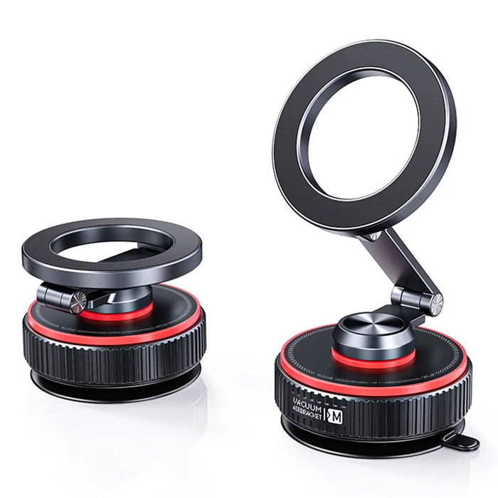 X66 Magnetic Car Phone Mount 720-Degree Triple-Axis Rotation Folding Vacuum Suction Cup Phone Holder for Dashboard / Windshield - Black - 1