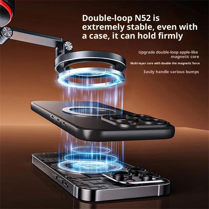 X66 Magnetic Car Phone Mount 720-Degree Triple-Axis Rotation Folding Vacuum Suction Cup Phone Holder for Dashboard / Windshield - Black - 5