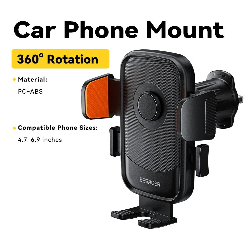 ESSAGER Car Phone Holder Air Vent Mount 360° Rotation Adjustable Bracket Stable Support for 4.7 - 6.9 inch Cellphones - 5