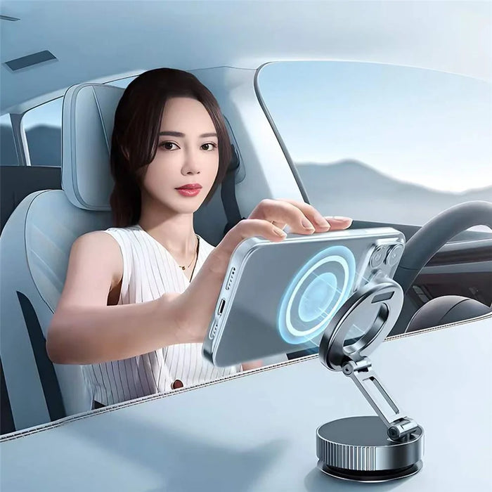 COTECI BS-014 Magnetic Car Phone Mount Holder Vacuum Suction Cup 3-Axis Adjustable Anti Shake Vehicle Stand - Black - 3
