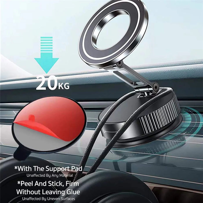 COTECI BS-014 Magnetic Car Phone Mount Holder Vacuum Suction Cup 3-Axis Adjustable Anti Shake Vehicle Stand - Black - 5