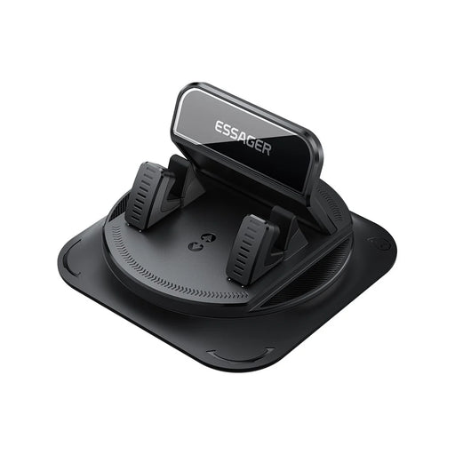 ESSAGER 360° Rotatable Car Center Console Phone Holder Adhesive Fixing Car Phone Holder Dashboard Mount- Black - 1