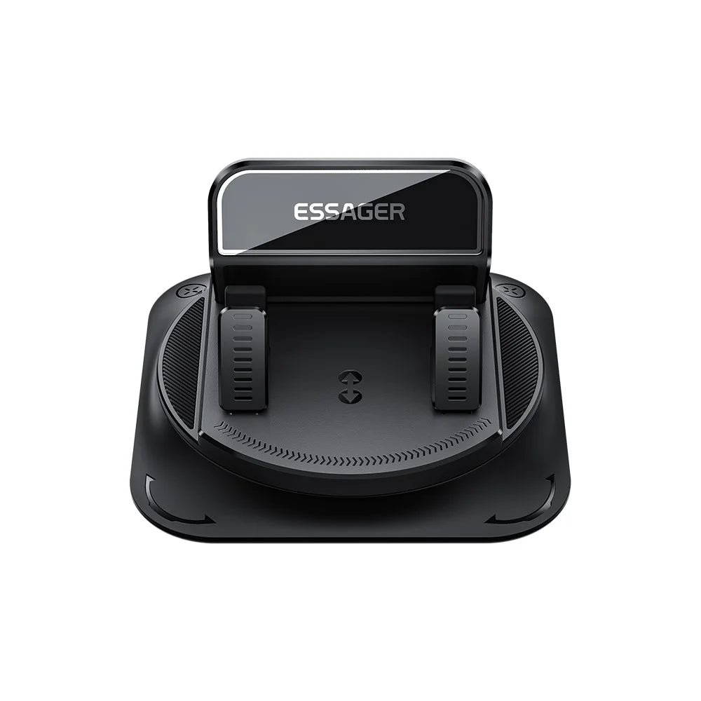 ESSAGER 360° Rotatable Car Center Console Phone Holder Adhesive Fixing Car Phone Holder Dashboard Mount- Black - 2
