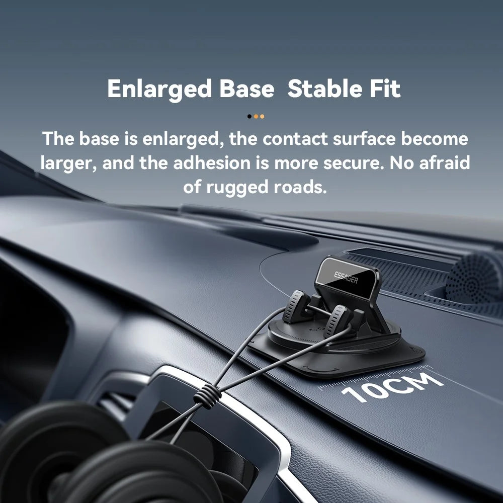 ESSAGER 360° Rotatable Car Center Console Phone Holder Adhesive Fixing Car Phone Holder Dashboard Mount- Black - 7