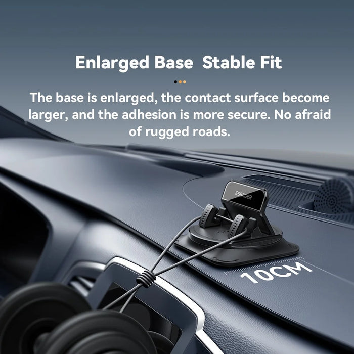 ESSAGER 360° Rotatable Car Center Console Phone Holder Adhesive Fixing Car Phone Holder Dashboard Mount- Black - 7