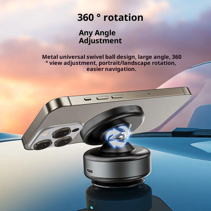 360 Degree Adjustable Magnetic Phone Holder Suction Cup Mount Car Dashboard Cellphone Stand - Black - 2