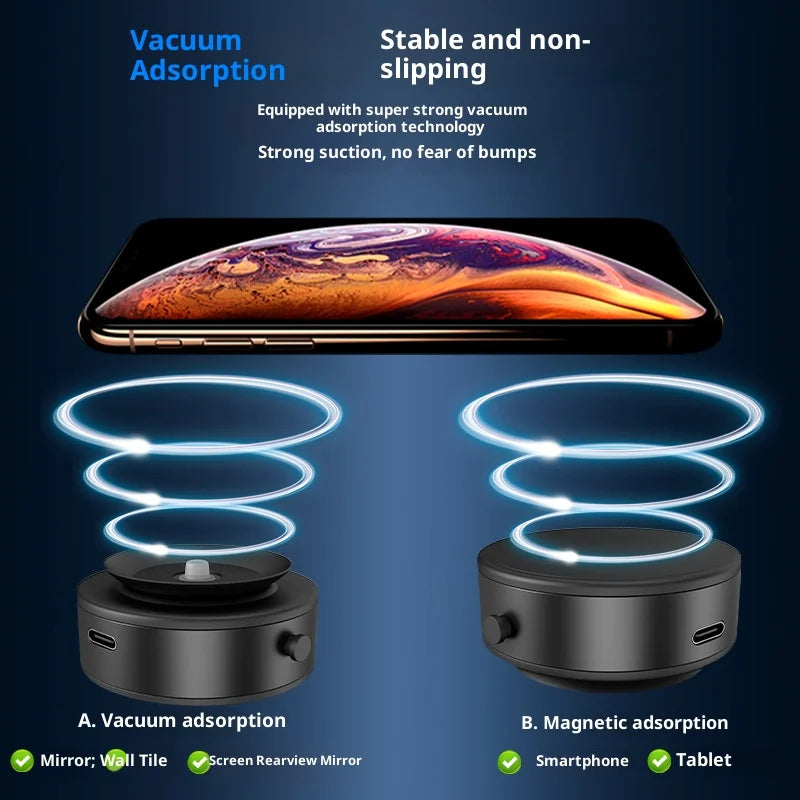 Car Phone Mount Strong Suction Cup Magnetic 360° Rotatable Dashboard Phone Holder for Smartphones - Black - 3