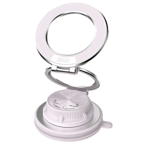 M16 Car Phone Mount Holder 3-Fold Rotatable Magnetic Phone Mount with Vacuum Suction Dashboard Navigation Stand - White - 1
