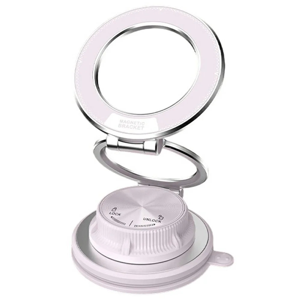 M16 Car Phone Mount Holder 3-Fold Rotatable Magnetic Phone Mount with Vacuum Suction Dashboard Navigation Stand - White - 1