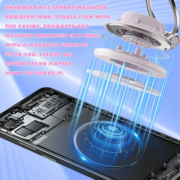 M16 Car Phone Mount Holder 3-Fold Rotatable Magnetic Phone Mount with Vacuum Suction Dashboard Navigation Stand - White - 3