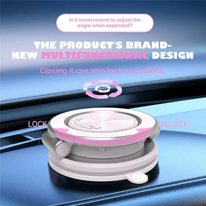 M16 Car Phone Mount Holder 3-Fold Rotatable Magnetic Phone Mount with Vacuum Suction Dashboard Navigation Stand - White - 6