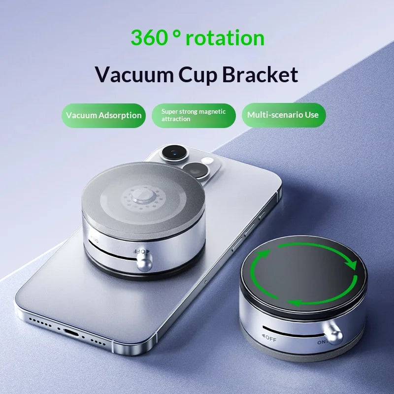 360 Degree Rotation Magnetic Cellphone Holder Vacuum Suction Mount Phone Stand - Black - 3