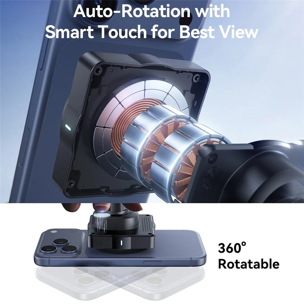 JOYROOM JR-ZS506 15W Auto-Rotating Magnetic Wireless Car Charger Stand Fast Charging Phone Mount - Black - 2
