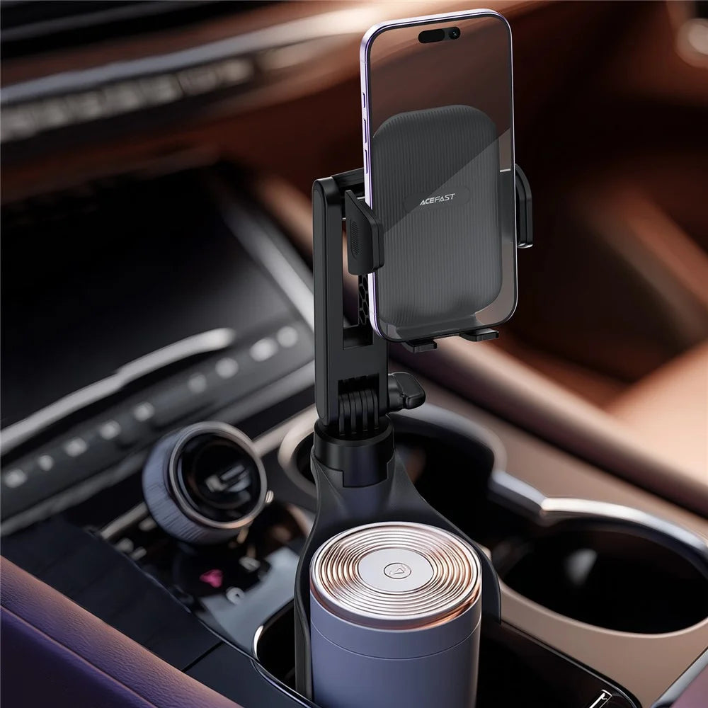 ACEFAST D63 Car Cup Holder Adjustable Angle  /  Length Car Phone Mount Anti-Slip Compatible with 4.7-6.9 inch Phones - Black - 6