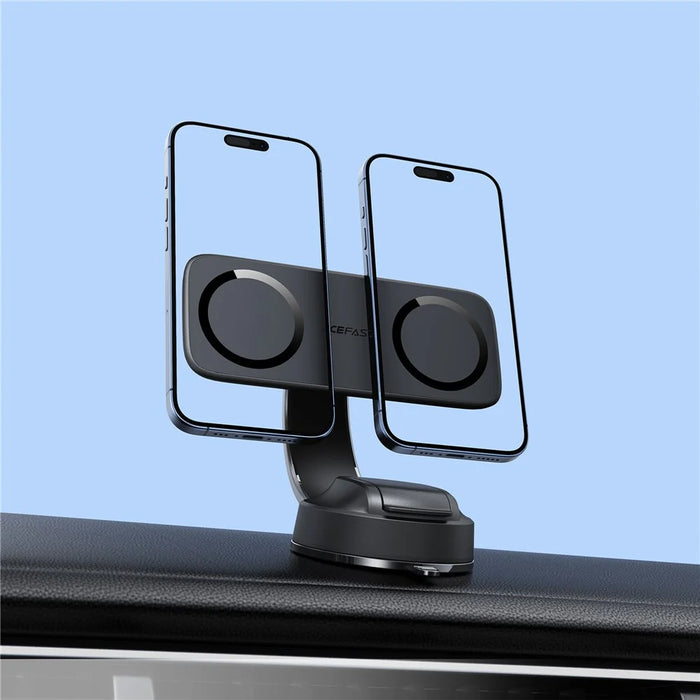 ACEFAST D60 Center Console Dual Magnetic Car Phone Mount 360° Angle Adjustment Car Phone Holder - Black - 7
