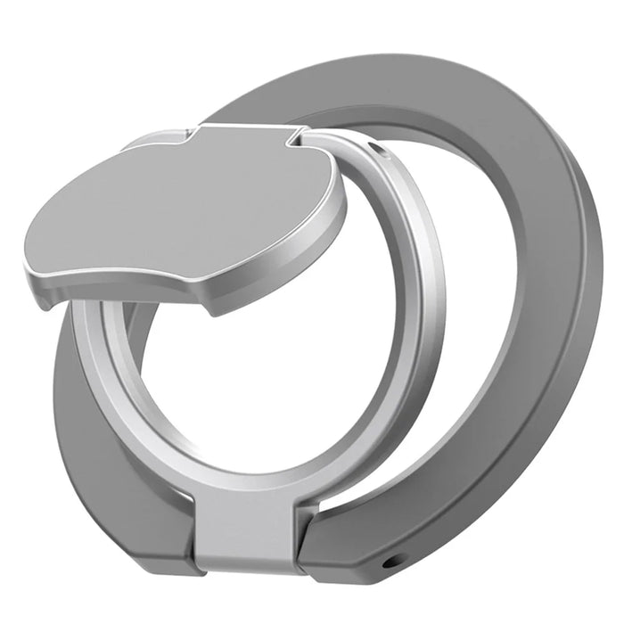 Magnetic Phone Ring Holder Grip with Dual-Side Magnets Triple Folding Zinc Alloy Kickstand - Grey - 2