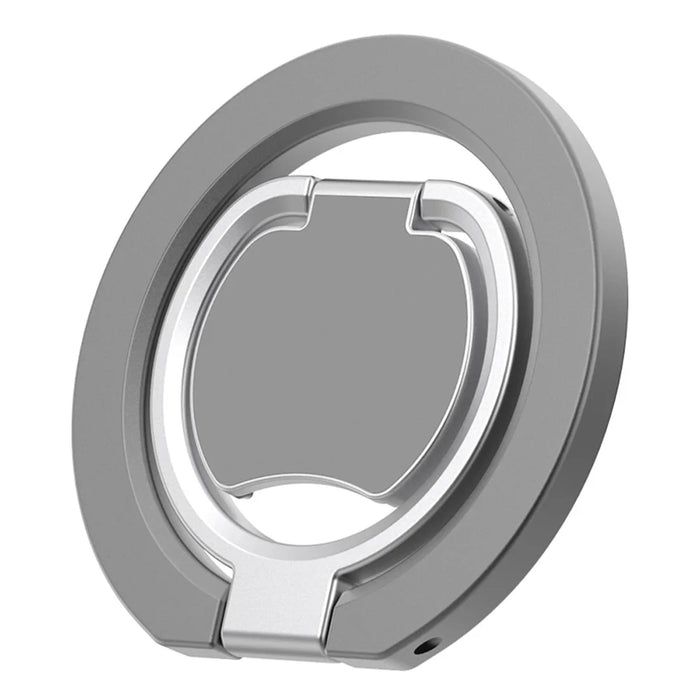 Magnetic Phone Ring Holder Grip with Dual-Side Magnets Triple Folding Zinc Alloy Kickstand - Grey - 3