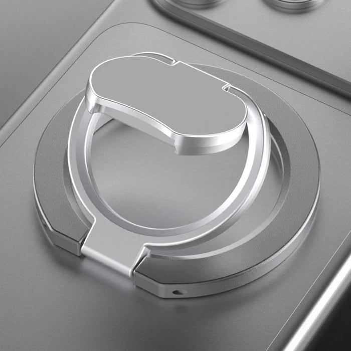 Magnetic Phone Ring Holder Grip with Dual-Side Magnets Triple Folding Zinc Alloy Kickstand - Grey - 4