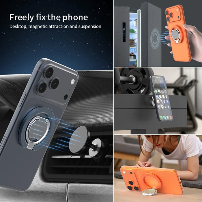 Magnetic Phone Ring Holder Grip with Dual-Side Magnets Triple Folding Zinc Alloy Kickstand - Grey - 5