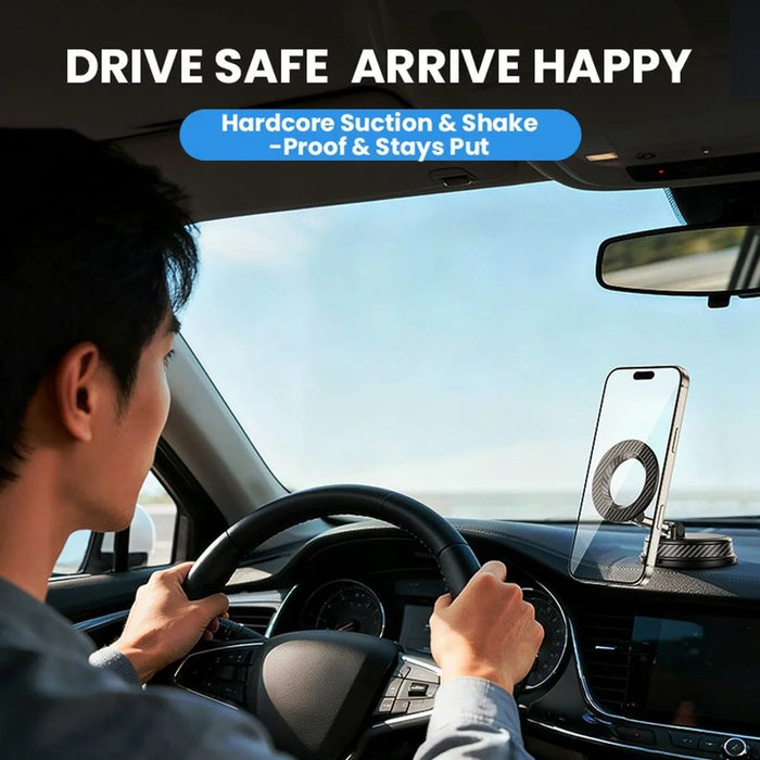HONNOBE A13 Multi-Functional Vacuum Magnetic Phone Mount 1080° Free Viewing Strong Suction Cup Holder - Black - 2