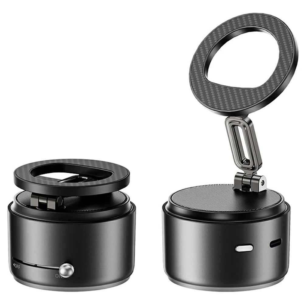HONNOBE A5 Zinc Alloy Magnetic Phone Mount Bluetooth-Compatible Speaker Rotatable Holder with 360° Surround Sound - Black - 1