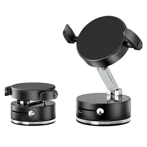 HONNOBE A9 Pro Clip Arm Foldable Vacuum Magnetic Car Phone Mount 360° Rotation Phone Holder - Black - 1