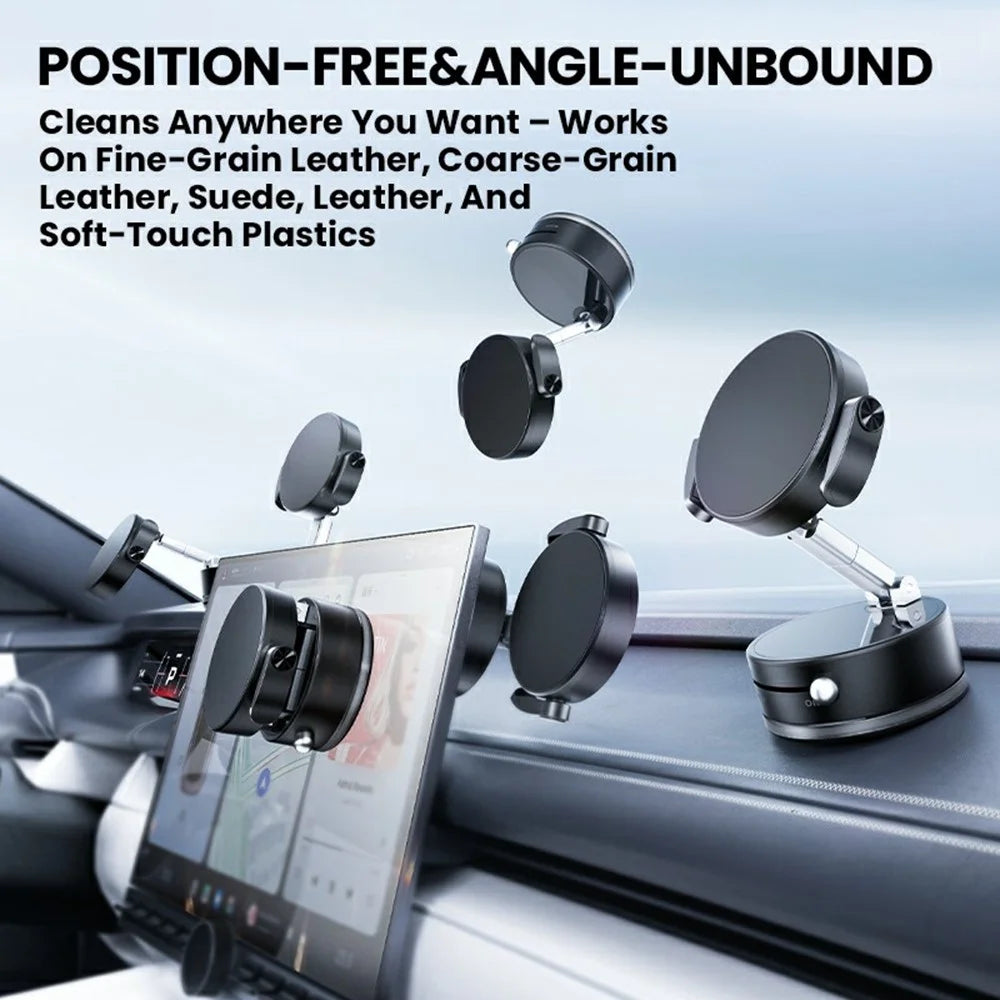HONNOBE A9 Pro Clip Arm Foldable Vacuum Magnetic Car Phone Mount 360° Rotation Phone Holder - Black - 4