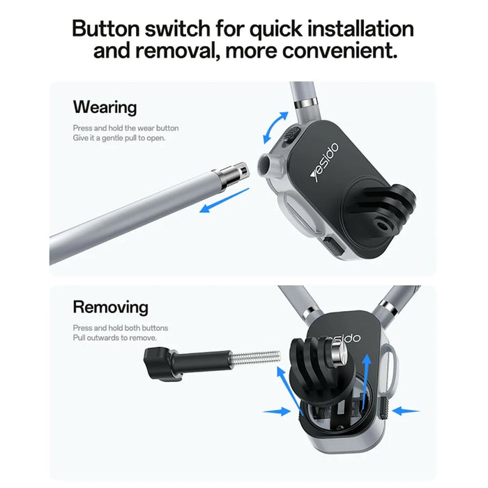 YESIDO C334 360 Degree Rotation Neck Phone Holder Stand Anti-shake Hands-free Neck-mounted Bracket - 5