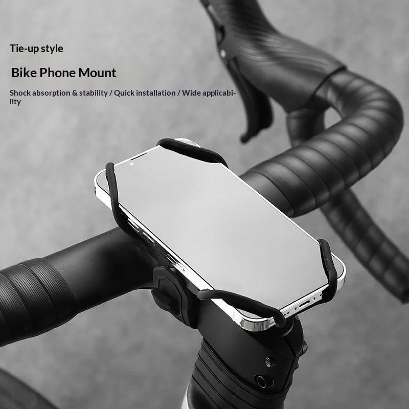 BENGGUO Bicycle Phone Mount Adjustable Silicone Elastic Strap Holder for 4.7-7.2 Inch Devices Bike Handlebar Bracket, Black - 2