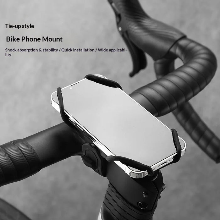 BENGGUO Bicycle Phone Mount Adjustable Silicone Elastic Strap Holder for 4.7-7.2 Inch Devices Bike Handlebar Bracket, Black - 2