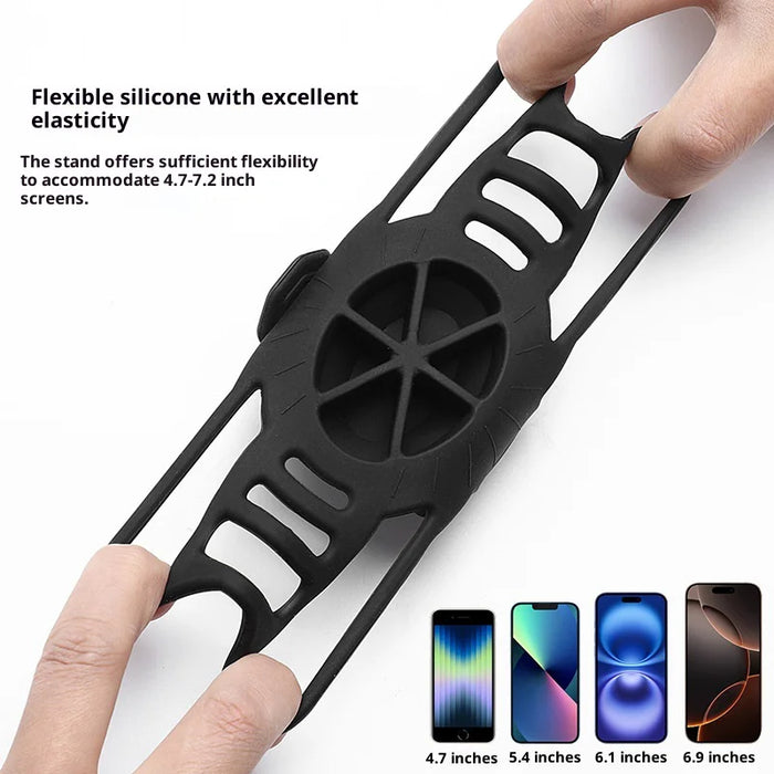 BENGGUO Bicycle Phone Mount Adjustable Silicone Elastic Strap Holder for 4.7-7.2 Inch Devices Bike Handlebar Bracket, Black - 3