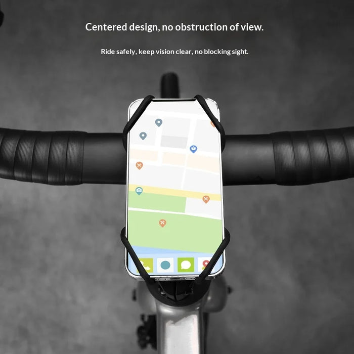 BENGGUO Bicycle Phone Mount Adjustable Silicone Elastic Strap Holder for 4.7-7.2 Inch Devices Bike Handlebar Bracket, Black - 4