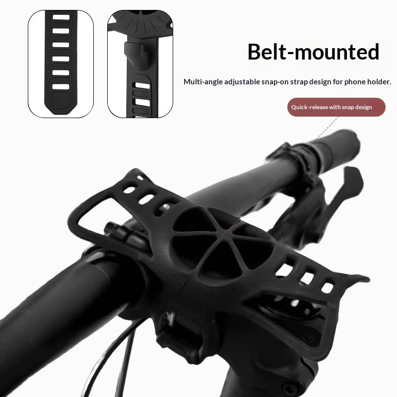 BENGGUO Bicycle Phone Mount Adjustable Silicone Elastic Strap Holder for 4.7-7.2 Inch Devices Bike Handlebar Bracket, Black - 5