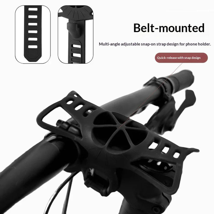 BENGGUO Bicycle Phone Mount Adjustable Silicone Elastic Strap Holder for 4.7-7.2 Inch Devices Bike Handlebar Bracket, Black - 5