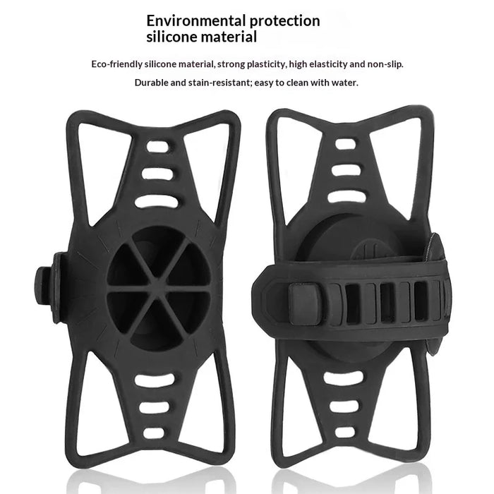 BENGGUO Bicycle Phone Mount Adjustable Silicone Elastic Strap Holder for 4.7-7.2 Inch Devices Bike Handlebar Bracket, Black - 6
