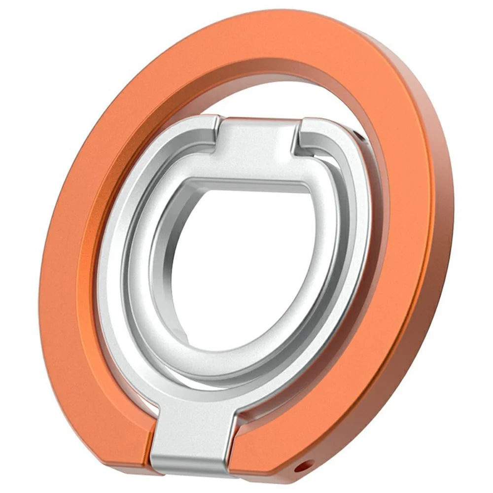 Multi-Functional Magnetic Phone Holder 360 Degree Rotation Foldable Grip Ring Kickstand - Orange - 1