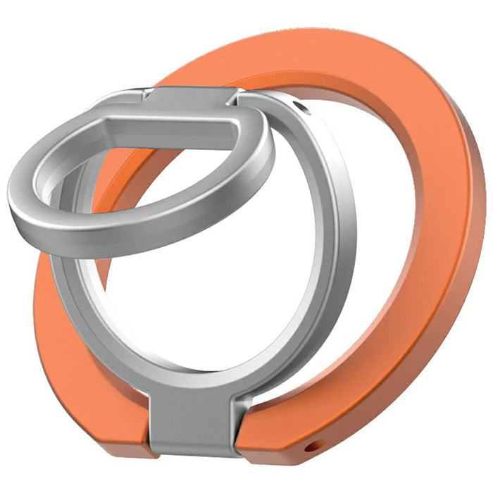 Multi-Functional Magnetic Phone Holder 360 Degree Rotation Foldable Grip Ring Kickstand - Orange - 2