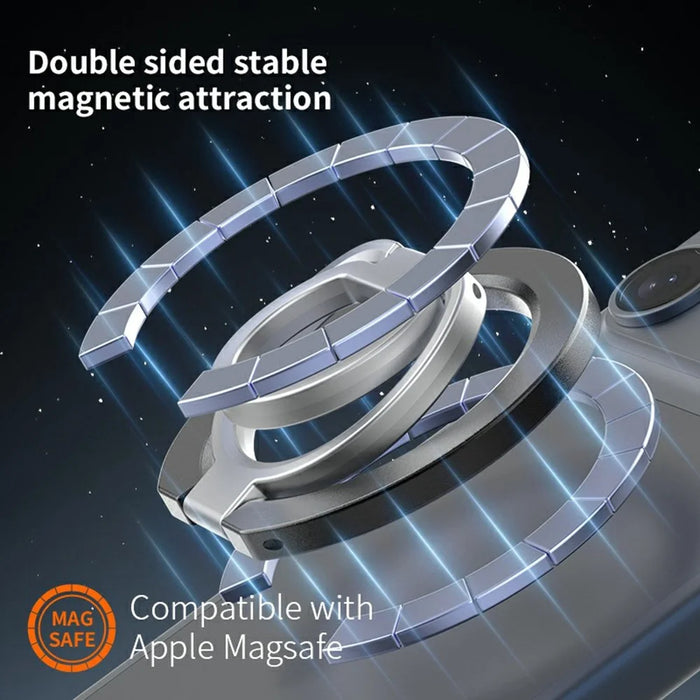 Multi-Functional Magnetic Phone Holder 360 Degree Rotation Foldable Grip Ring Kickstand - Orange - 5