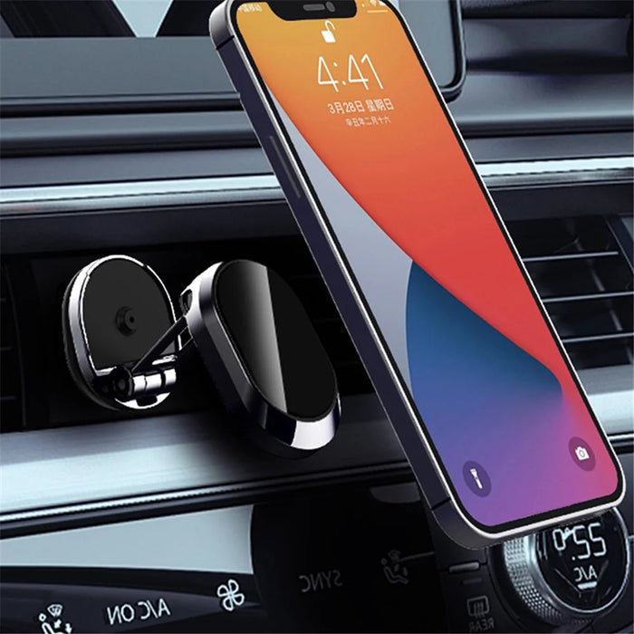 360 Degree Rotating Magnetic Car Dashboard Mobile Phone Holder Folding Cellphone Bracket - Silver - 2