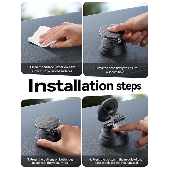 JOYROOM JR-ZS510 Foldable Magnetic Car Phone Holder Suction Cup Base Cellphone Support Bracket - Black - 6