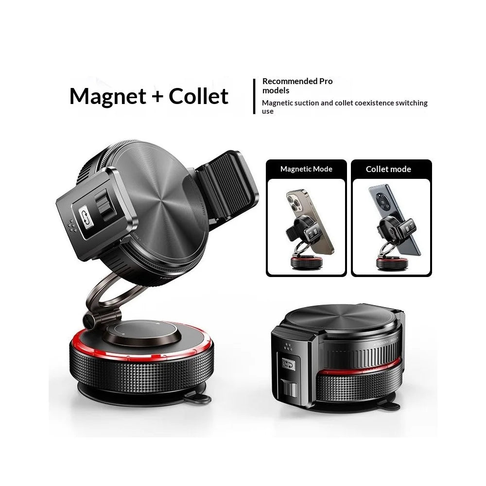 K33A Magnetic Car Phone Mount Holder Strong Vacuum Suction Cup Dashboard Windshield Universal for Navigation - Black - 2