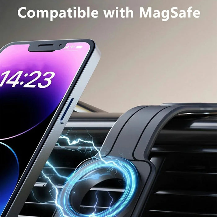 AT28 Universal Magnetic Car Phone Mount Dashboard Console Screen Navigation Foldable Holder Stand - Black - 5