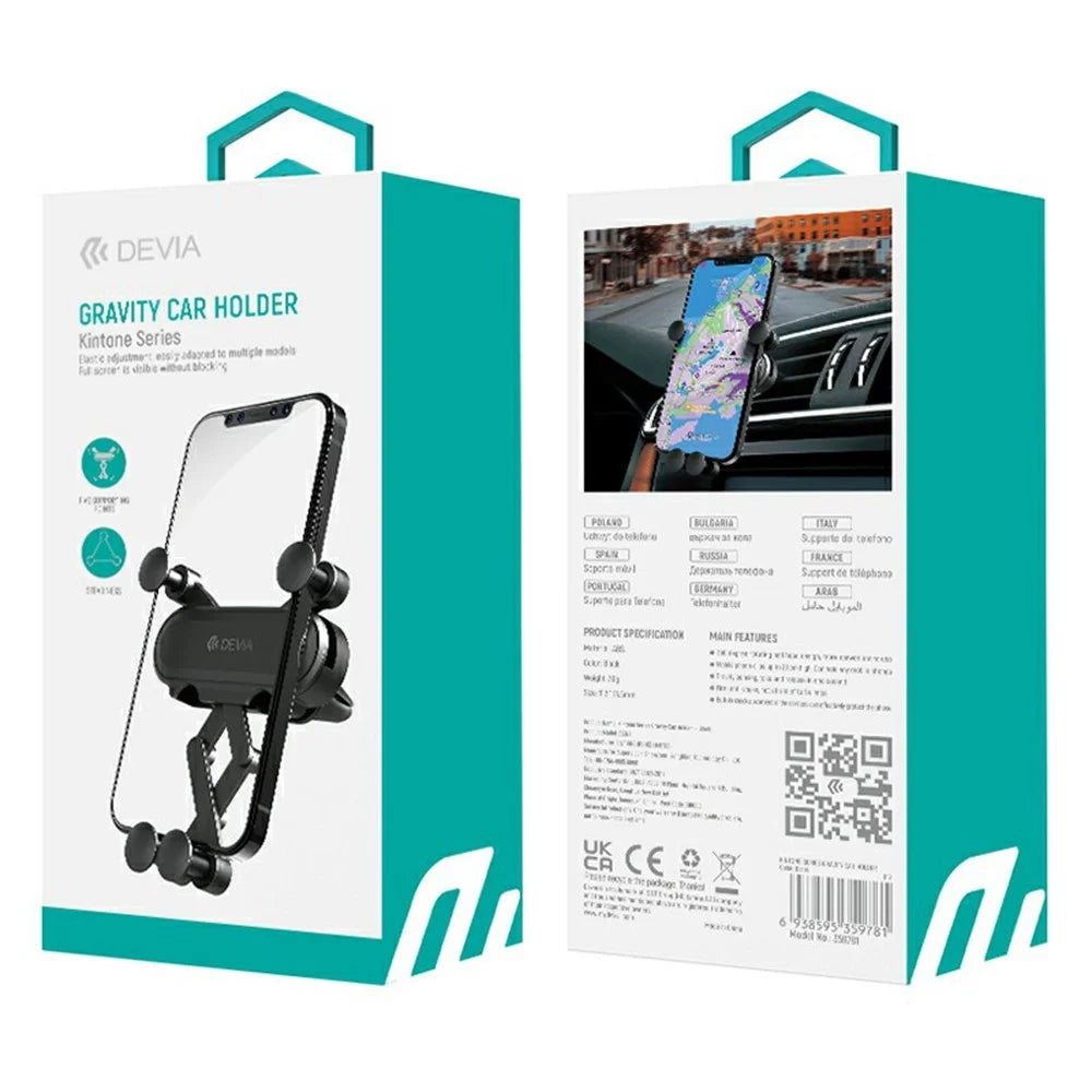 DEVIA ES071 Kintone Series Gravity Car Phone Holder Air Vent Mount Smartphone Stand - Black - 7