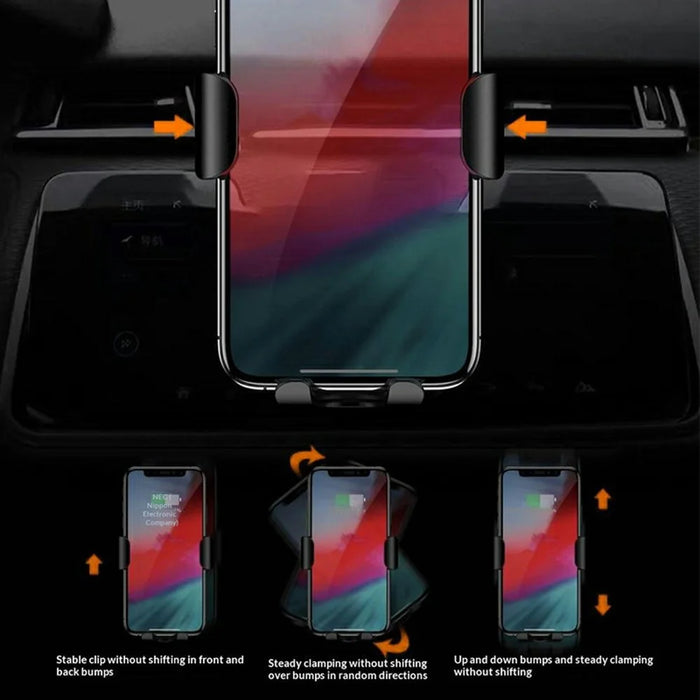 DEVIA EA194 Gravity Sensor Car Air Vent Mount Wireless Charger Phone Holder Stand - Black - 3