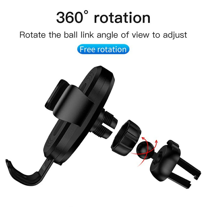 DEVIA EA194 Gravity Sensor Car Air Vent Mount Wireless Charger Phone Holder Stand - Black - 5