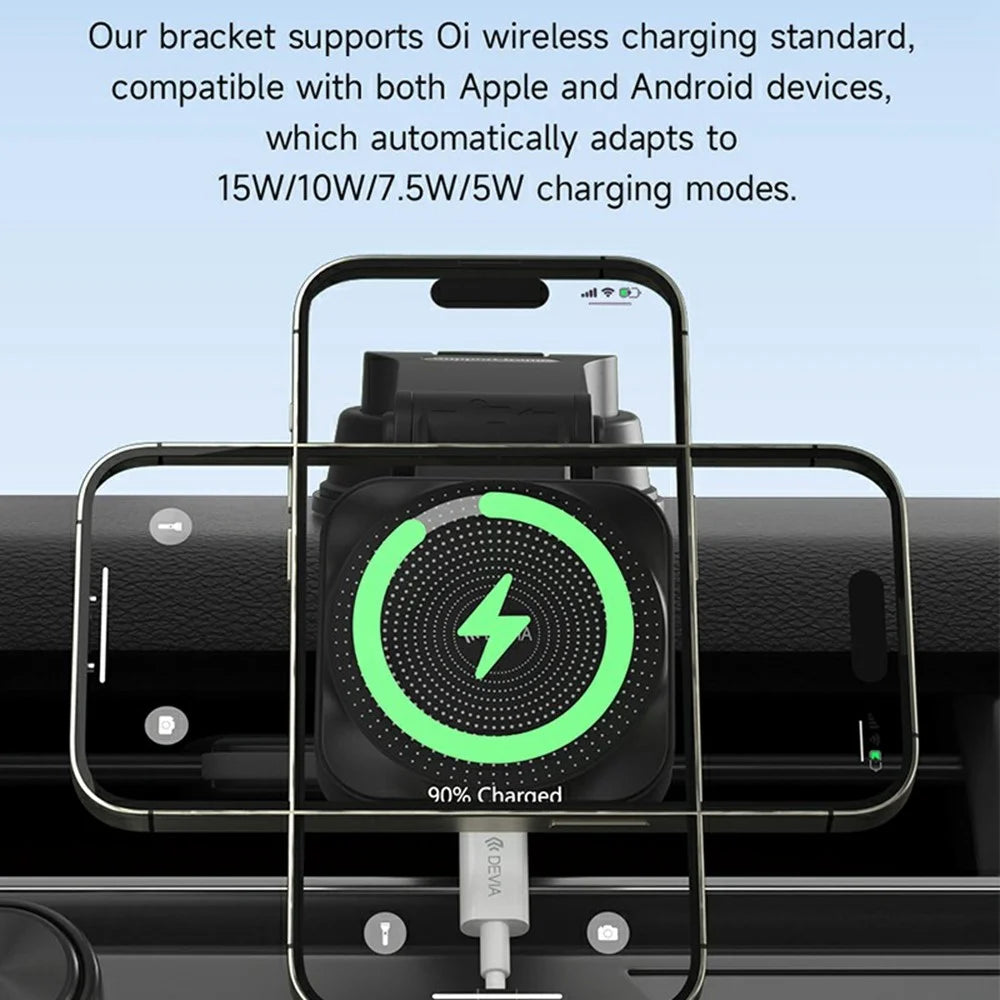 DEVIA X15 Smart Series Car Mount Magnetic Wireless Charger 15W Fast Charging Phone Holder - Black - 3