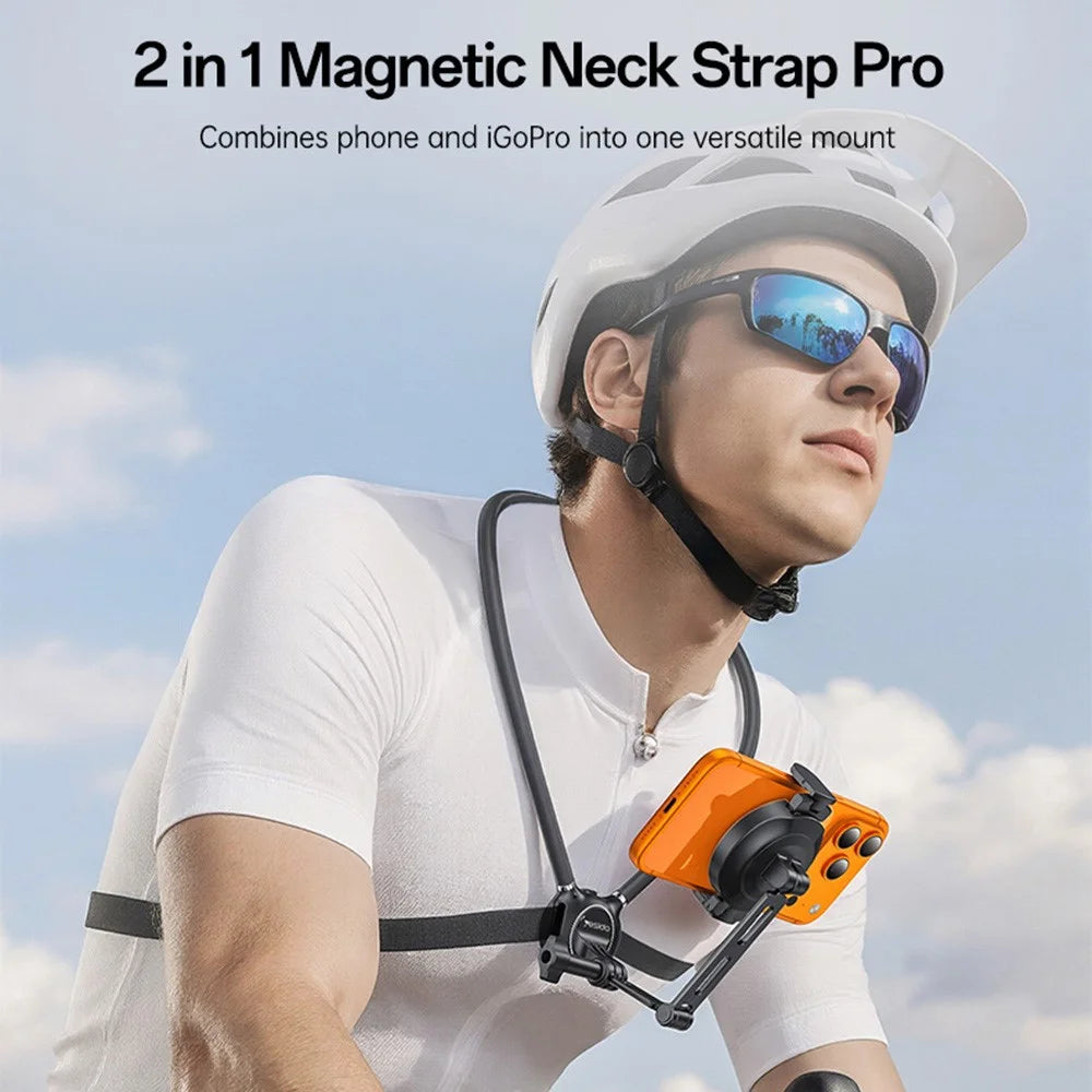 YESIDO C232 Magnetic Neck Phone Holder for iPhone / GoPro Action Camera Hands-free Mount Stand - Black - 2